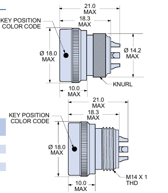 Glenair CB系列插頭連接器尺寸圖 Glenair CB系列插頭連接器尺寸圖